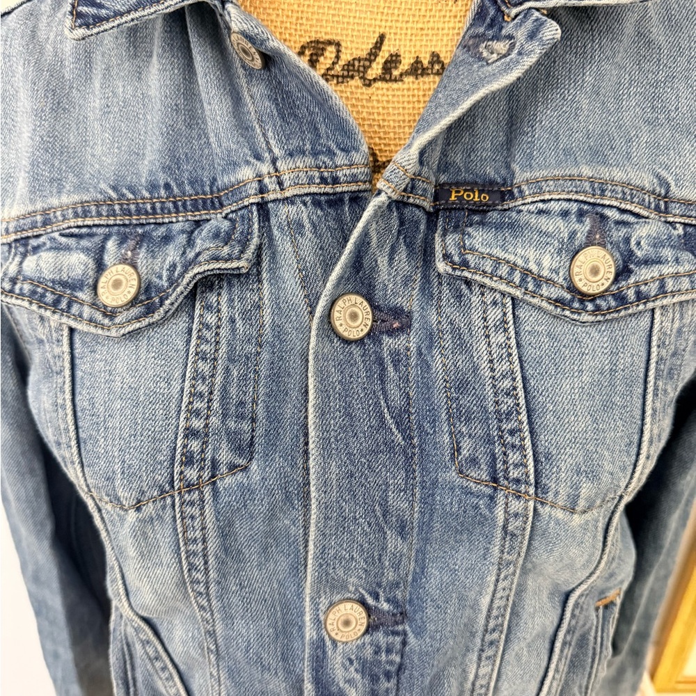 Ralph Lauren POLO Signature Logo Trucker Jean Jacket Size 16 Junior - Picture 7 of 16